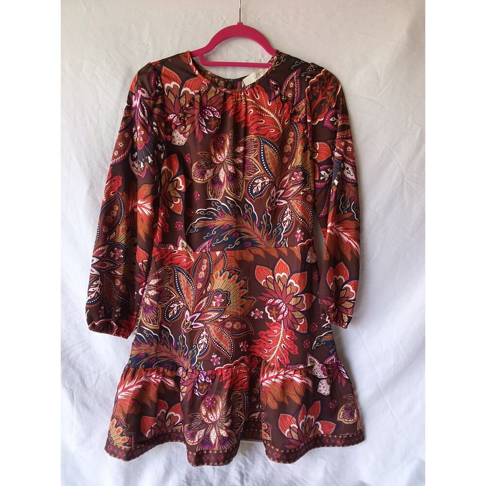 Loft New NWT Petite Dress Brown Paisley Size 6